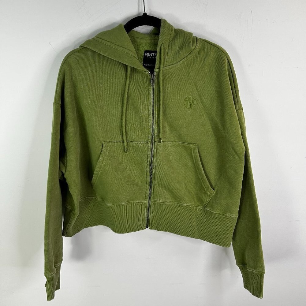 Ninth Hall Women's Green Fundamentals Epsom Wash Zip Hood Jacket Size XS - NWT